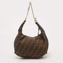 Pre Owned Fendi Tobacco Zucca Canvas and Leather Chef Chain Link Hobo