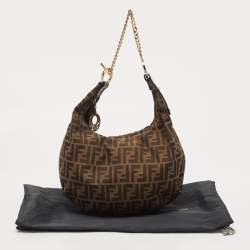 Pre Owned Fendi Tobacco Zucca Canvas and Leather Chef Chain Link Hobo