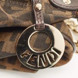 Pre Owned Fendi Tobacco Zucca Canvas and Leather Chef Chain Link Hobo