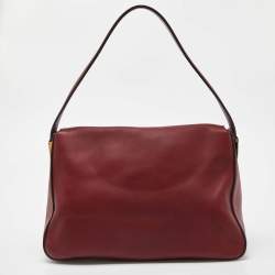 Pre Owned Fendi Dark Red Leather Big Mamma Forever Baguette Bag