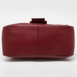 Pre Owned Fendi Dark Red Leather Big Mamma Forever Baguette Bag