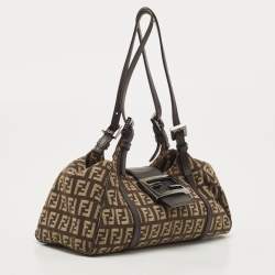 Pre Owned حقيبة كتف فندي جلد وكانفاس توباكو زوكا