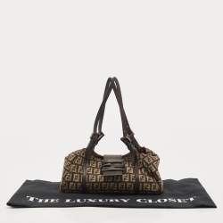 Pre Owned حقيبة كتف فندي جلد وكانفاس توباكو زوكا