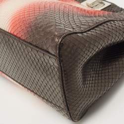 Pre Owned Fendi Dark Tri Color Python Mini Peekaboo Top Handle Bag