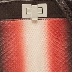Pre Owned Fendi Dark Tri Color Python Mini Peekaboo Top Handle Bag