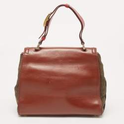 Pre Owned Fendi Multicolor Penguin Stripe Canvas and Leather Silvana Top Handle Bag