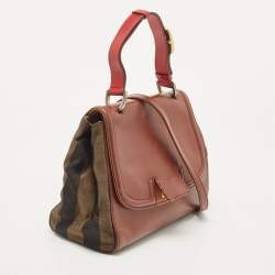 Pre Owned Fendi Multicolor Penguin Stripe Canvas and Leather Silvana Top Handle Bag