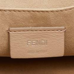 Pre Owned Fendi Blue/Beige Scalloped Leather Medium Kan I Shoulder Bag