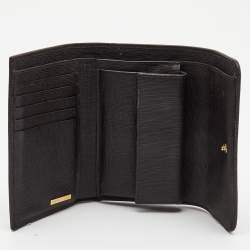 Pre Owned Fendi Dark Brown Zucca Coated Canvas Logo Trifold Wallet