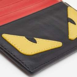 Fendi Red/Black Leather Monster Eyes Card Holder