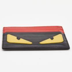 Fendi Red/Black Leather Monster Eyes Card Holder