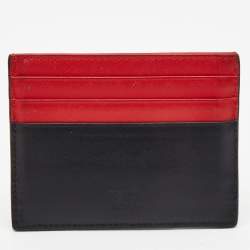 Fendi Red/Black Leather Monster Eyes Card Holder