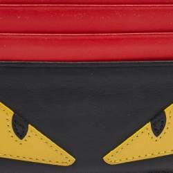 Fendi Red/Black Leather Monster Eyes Card Holder