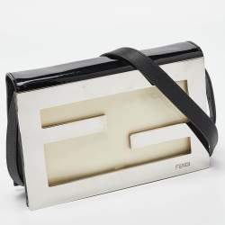 Pre Owned Fendi Multicolor Patent and Leather Metal FF Flap Bag