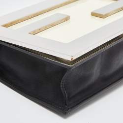 Pre Owned Fendi Multicolor Patent and Leather Metal FF Flap Bag