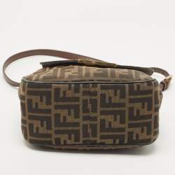 Pre Owned Fendi Tobacco Zucca Canvas and Leather Flap Crossbody Bag