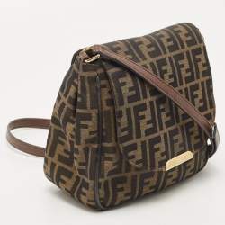 Pre Owned Fendi Tobacco Zucca Canvas and Leather Flap Crossbody Bag