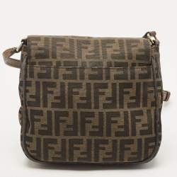 Pre Owned Fendi Tobacco Zucca Canvas and Leather Flap Crossbody Bag
