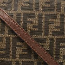 Pre Owned Fendi Tobacco Zucca Canvas and Leather Flap Crossbody Bag