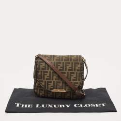 Pre Owned Fendi Tobacco Zucca Canvas and Leather Flap Crossbody Bag