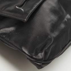 Pre Owned Fendi Black Pleated Coated Nylon Mia Flap Shoulder Bag