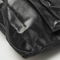 Pre Owned Fendi Black Pleated Coated Nylon Mia Flap Shoulder Bag