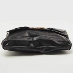 Pre Owned Fendi Black Pleated Coated Nylon Mia Flap Shoulder Bag