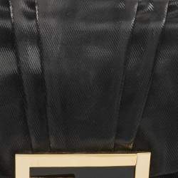 Pre Owned Fendi Black Pleated Coated Nylon Mia Flap Shoulder Bag