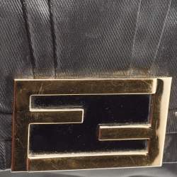 Pre Owned Fendi Black Pleated Coated Nylon Mia Flap Shoulder Bag