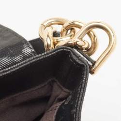 Pre Owned Fendi Black Pleated Coated Nylon Mia Flap Shoulder Bag