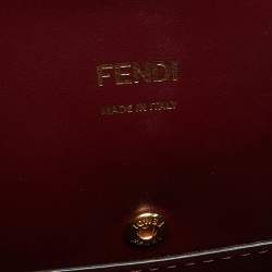 Pre Owned Fendi Burgundy/Cream FF Raffia and Leather Peekaboo X Tote