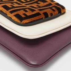 Pre Owned Fendi Multicolor Zucca Velvet and Leather Triplette Pouch