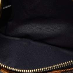 Pre Owned Fendi Multicolor Zucca Velvet and Leather Triplette Pouch