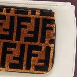 Pre Owned Fendi Multicolor Zucca Velvet and Leather Triplette Pouch