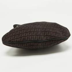 Pre Owned Fendi Brown/Black Zucchino Canvas and Leather Oyster Hobo