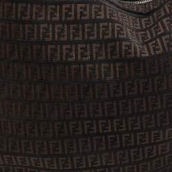 Pre Owned Fendi Brown/Black Zucchino Canvas and Leather Oyster Hobo