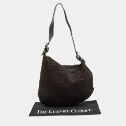 Pre Owned Fendi Brown/Black Zucchino Canvas and Leather Oyster Hobo