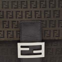 Pre Owned Fendi Black Zucchino Canvas and Leather Mama Forever Flap Bag