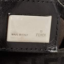 Pre Owned Fendi Black Zucchino Canvas and Leather Mama Forever Flap Bag