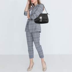 Pre Owned Fendi Black Zucchino Canvas and Leather Mama Forever Flap Bag