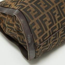 Pre Owned Fendi Tobacco Zucca Canvas and Leather Medium Chef Tote