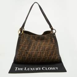 Pre Owned Fendi Tobacco Zucca Canvas and Leather Medium Chef Tote