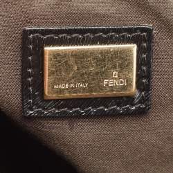 Pre Owned Fendi Black Zucca Canvas and Leather Bauletto Boston Bag