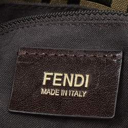 Pre Owned Fendi Gold/Black Zucca Canvas and Leather Mia Flap Bag