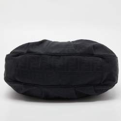 Fendi Black Zucca Canvas and Patent Leather Mia Hobo