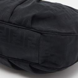 Fendi Black Zucca Canvas and Patent Leather Mia Hobo