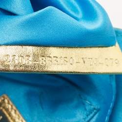 Fendi Blue Metallic Zucchino Laminated Leather Baguette Bag
