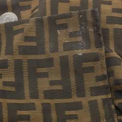 Fendi Tobacco Zucca Canvas and Leather Logo Flap Baguette Bag