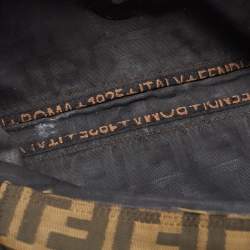 Fendi Tobacco Zucca Canvas and Leather Logo Flap Baguette Bag