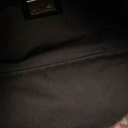 Pre Owned Fendi Black/Pink Zucca Sequins and Wool Mama Forever Flap Bag